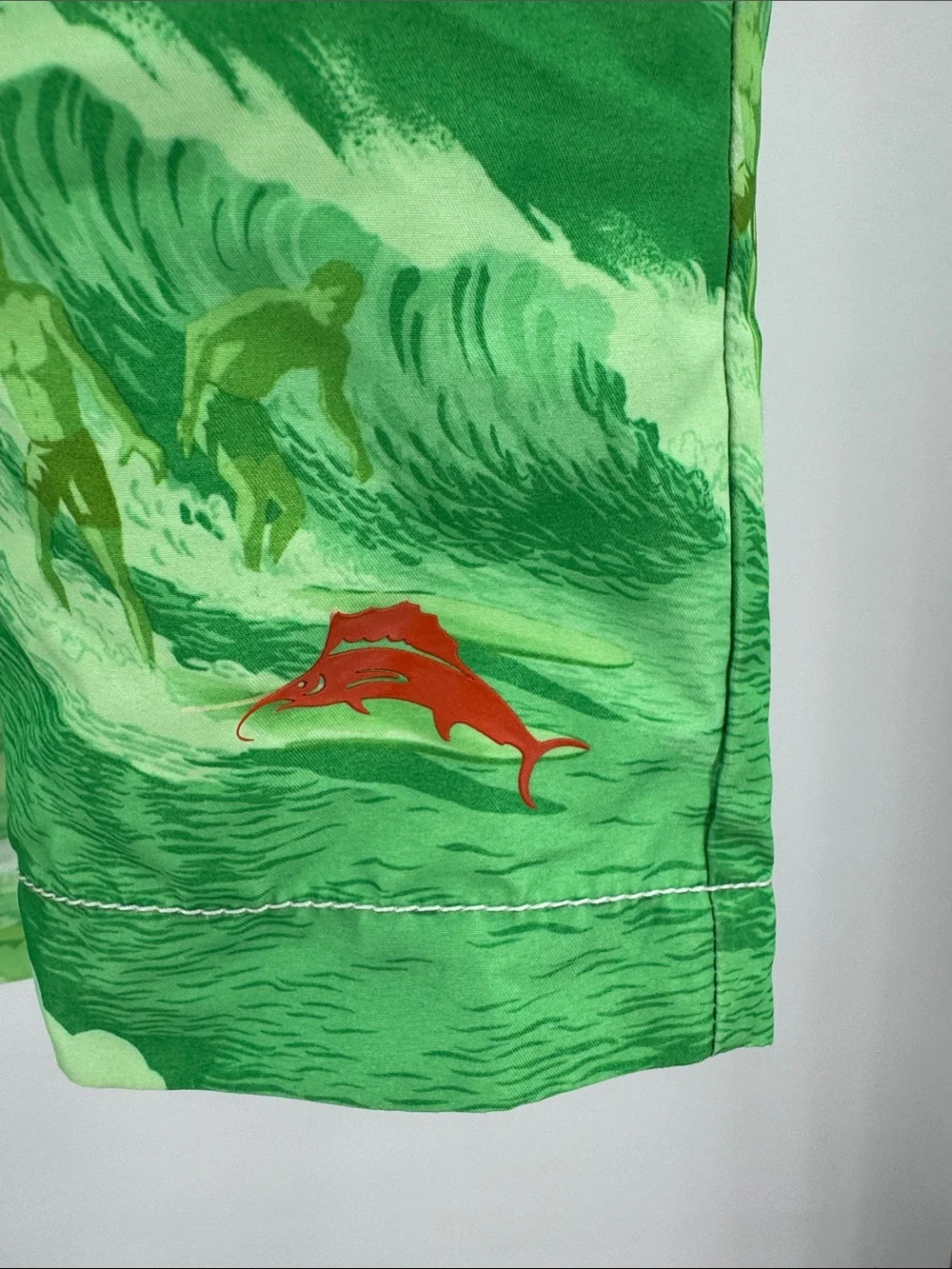 Tommy Bahama green tropical print Orange Mesh Relax Label Swim Shorts 38 beach